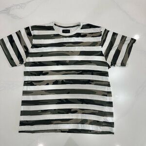 Denim & Flower Black‎ and Green Striped Kids Tee